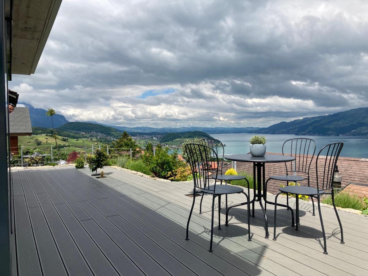 Moderne Unterkunft Mit Panoramablick Auf Thunersee Krattigen Dış mekan fotoğraf