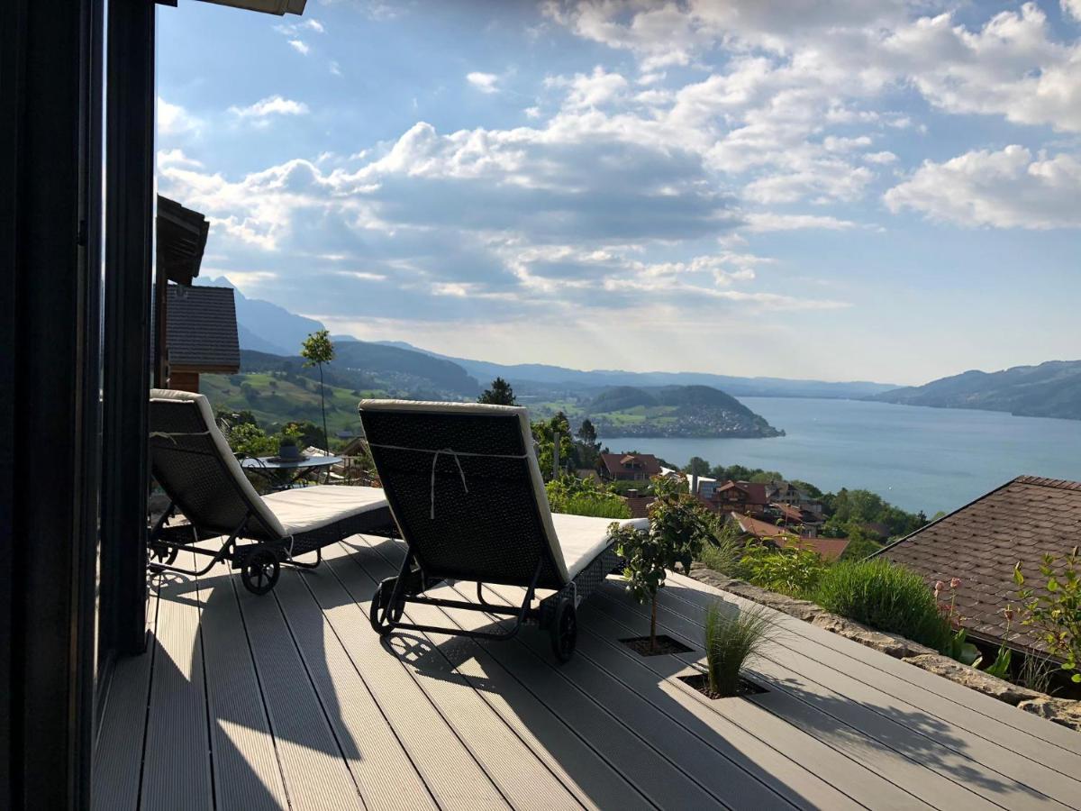 Moderne Unterkunft Mit Panoramablick Auf Thunersee Krattigen Dış mekan fotoğraf