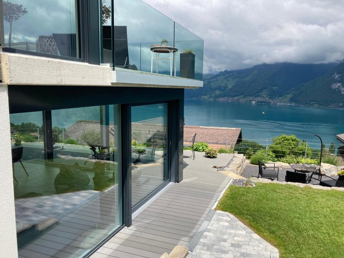 Moderne Unterkunft Mit Panoramablick Auf Thunersee Krattigen Dış mekan fotoğraf