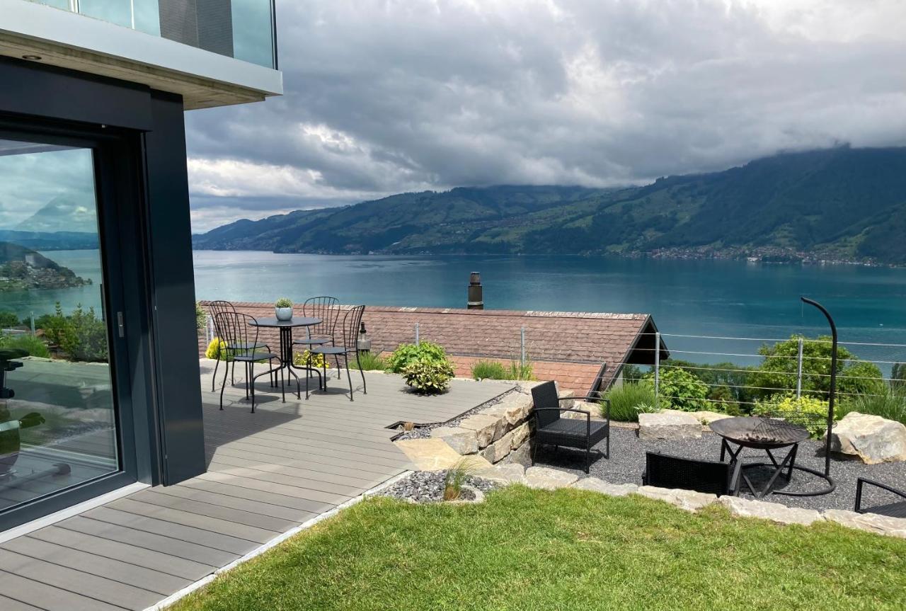 Moderne Unterkunft Mit Panoramablick Auf Thunersee Krattigen Dış mekan fotoğraf